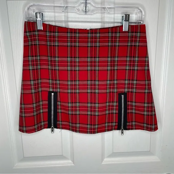 Morbid Threads Vintage Y2K Red Plaid Skirt Cosplay Whimsigoth Goth Witchy Punk M