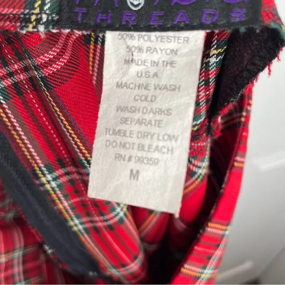 Morbid Threads Vintage Y2K Red Plaid Skirt Cosplay Whimsigoth Goth Witchy Punk M