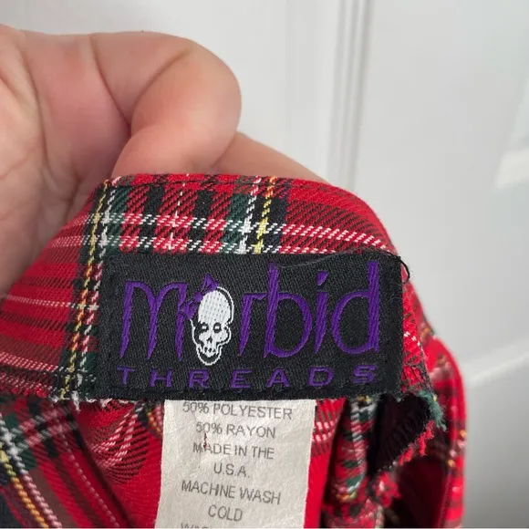 Morbid Threads Vintage Y2K Red Plaid Skirt Cosplay Whimsigoth Goth Witchy Punk M