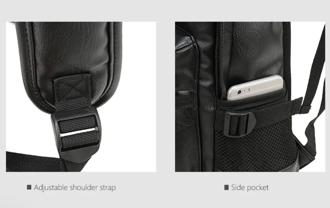 Multi-Pocket Vegan Leather Backpack 15.6 inches Laptop Bag, One Size