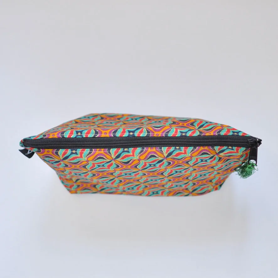Multi-Purpose Cotton Zipper Pouch with Batik Print - Bahaari