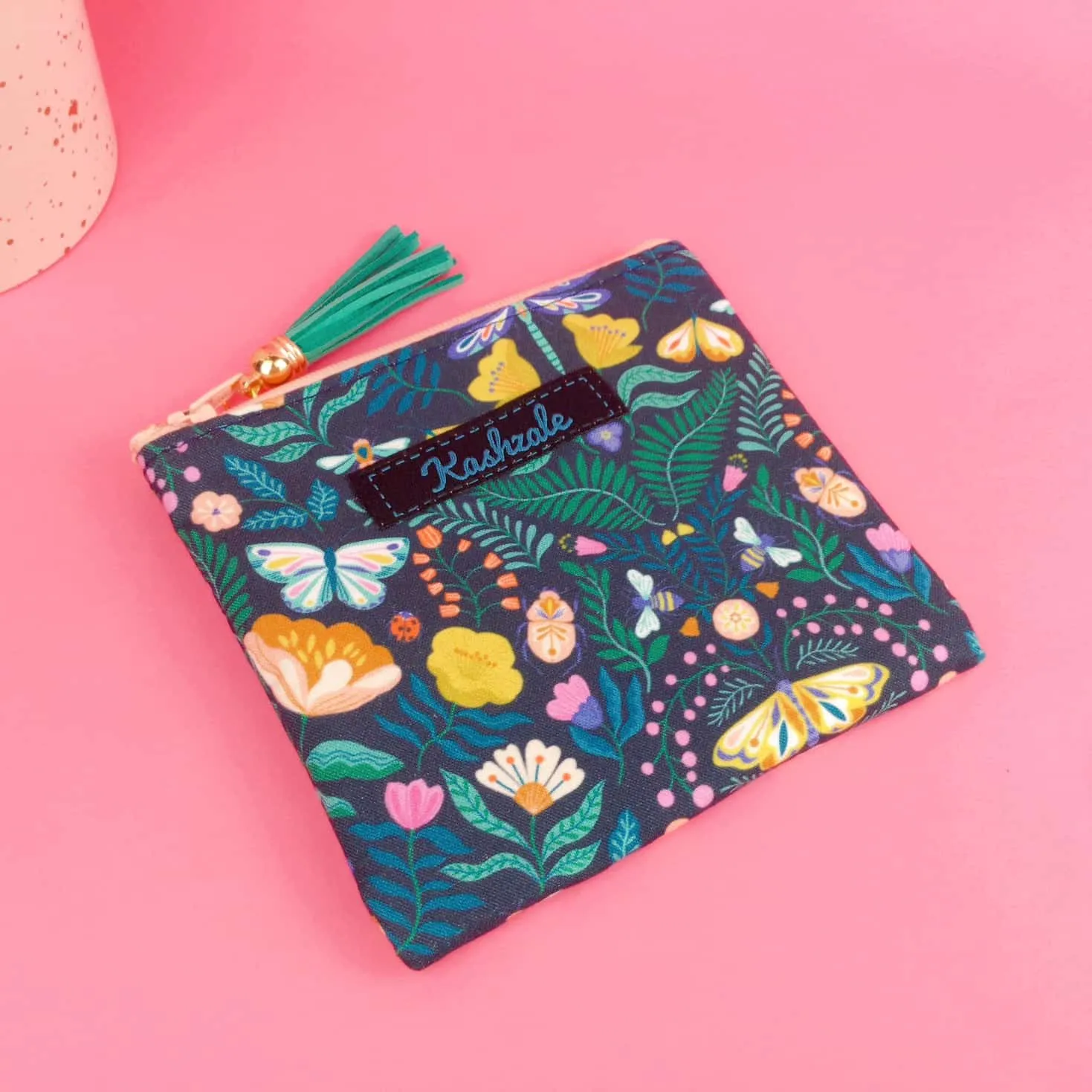 Navy Floral Coin Purse.