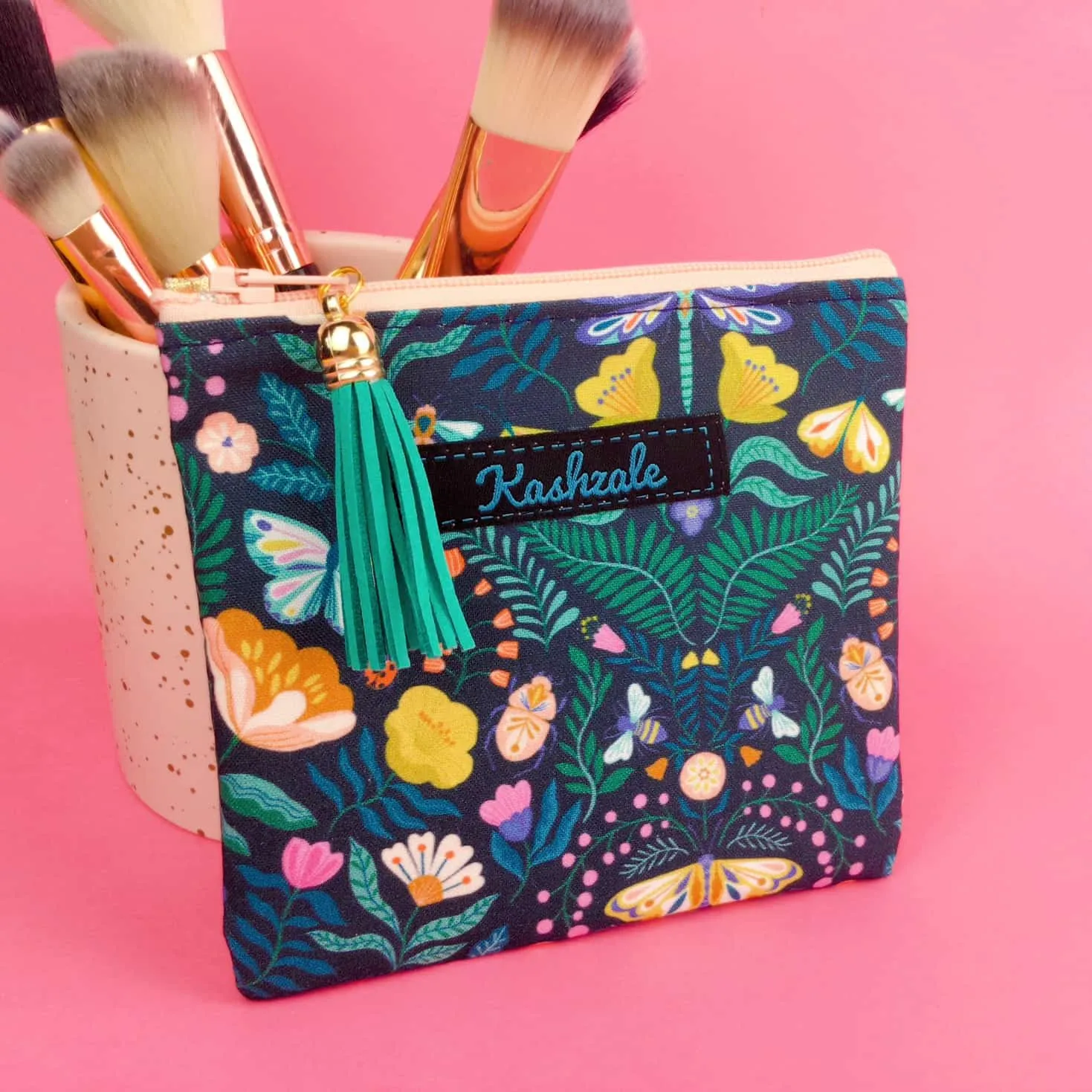 Navy Floral Coin Purse.