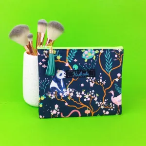 Navy Pandas and Tigers Small Clutch, Small makeup bag. Navy Makeup Bag