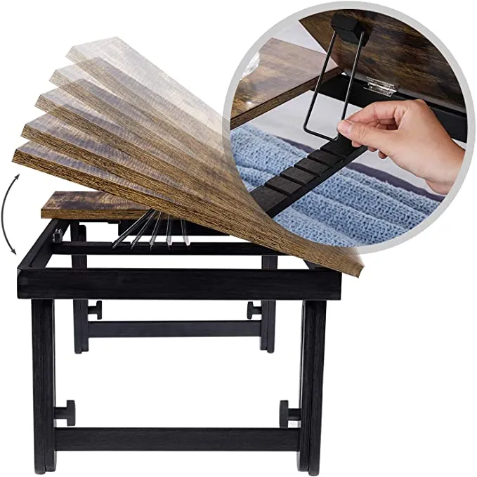 New in box! SONGMICS Vintage Brown LLD105B01 Laptop Table with Folding Legs for Bed and Sofa Height Adjustable for up to 15.6 Inch Laptops