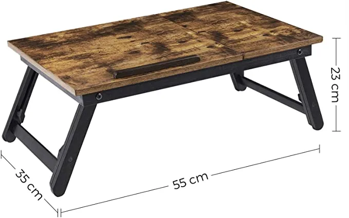 New in box! SONGMICS Vintage Brown LLD105B01 Laptop Table with Folding Legs for Bed and Sofa Height Adjustable for up to 15.6 Inch Laptops