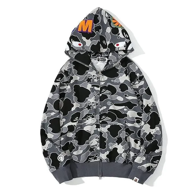 New Mens Camo Shark Hoody Full Zip, Sz XL! Grey Retails $50 