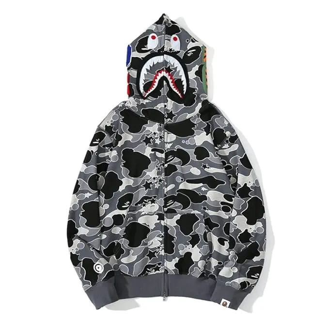 New Mens Camo Shark Hoody Full Zip, Sz XL! Grey Retails $50 