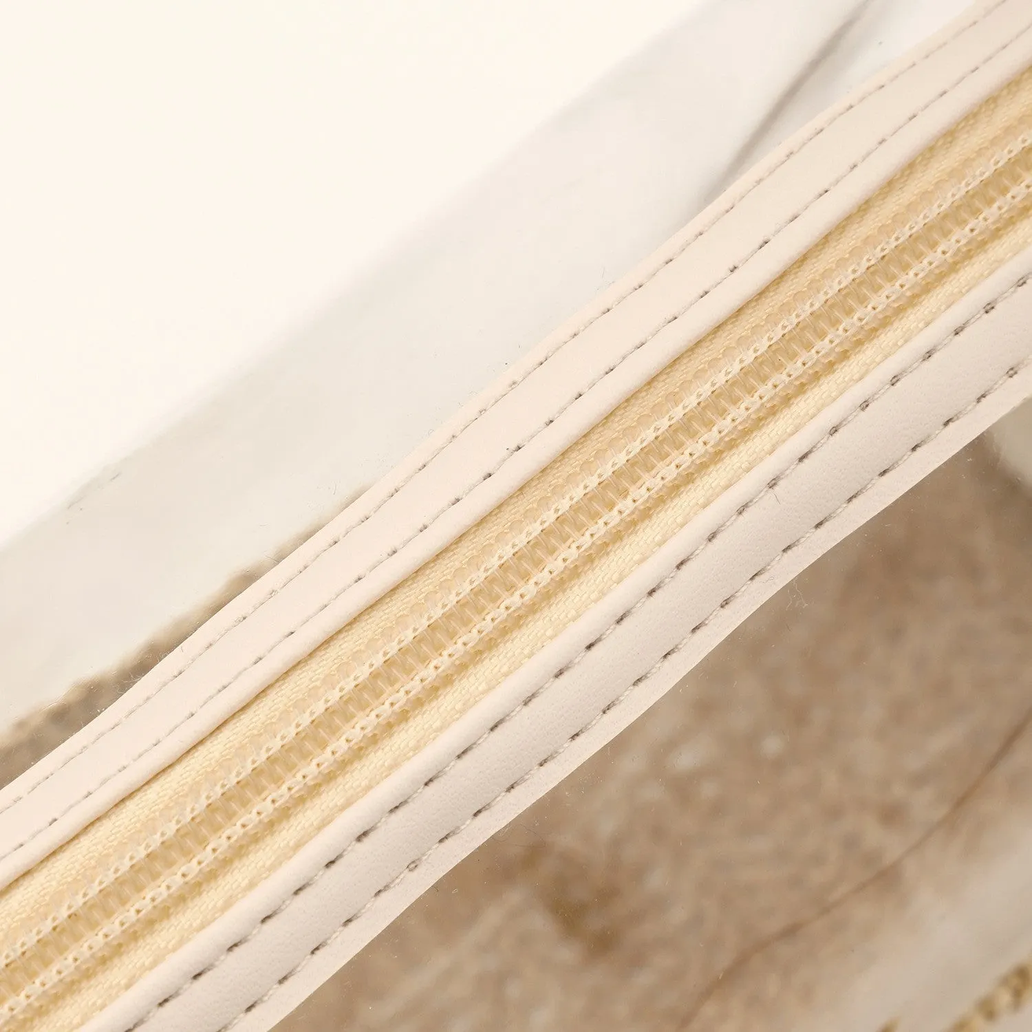 New Women's Straw Woven Cosmetic Storage Bag Transparent Toiletry Makeup Handheld Storage Bag C-240528-L1