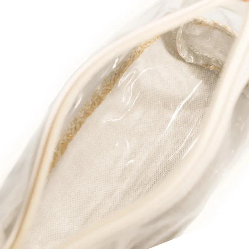 New Women's Straw Woven Cosmetic Storage Bag Transparent Toiletry Makeup Handheld Storage Bag C-240528-L1