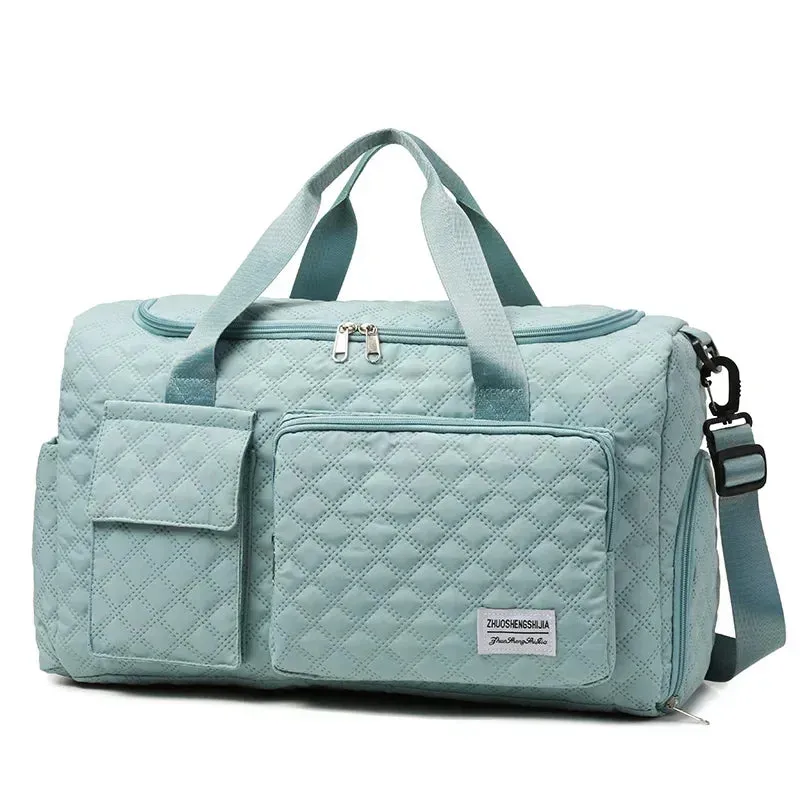 Oxford Solid Color Women's Travel Bags Zipper High Capacity Simplicity Multiple Pockets
