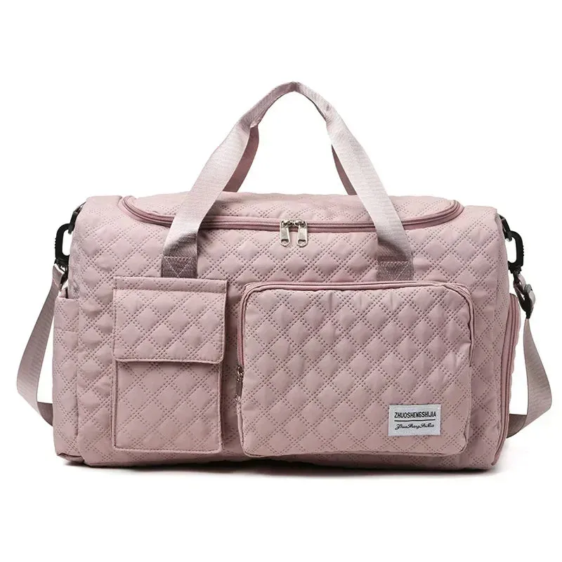 Oxford Solid Color Women's Travel Bags Zipper High Capacity Simplicity Multiple Pockets