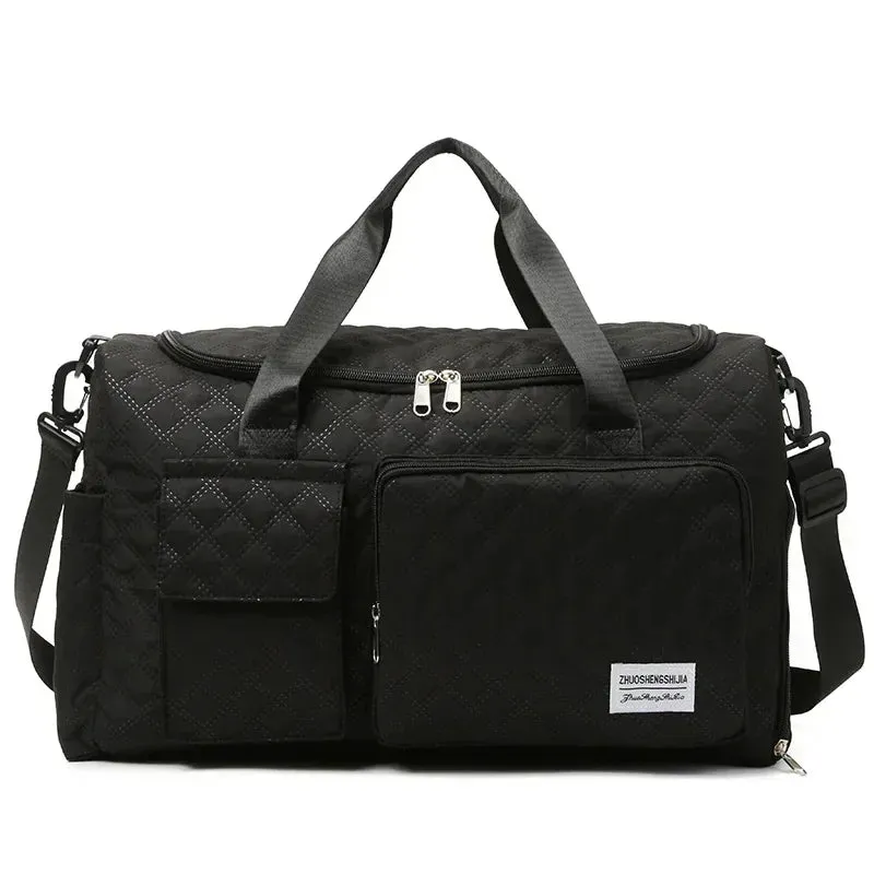 Oxford Solid Color Women's Travel Bags Zipper High Capacity Simplicity Multiple Pockets