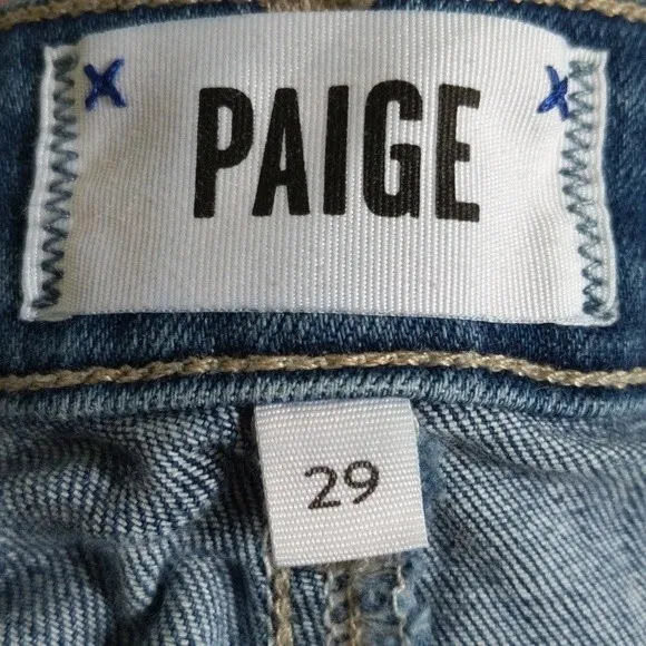 Paige Hoxton Slim Crop, cotton blend, raw frayed hems, mid rise, 29