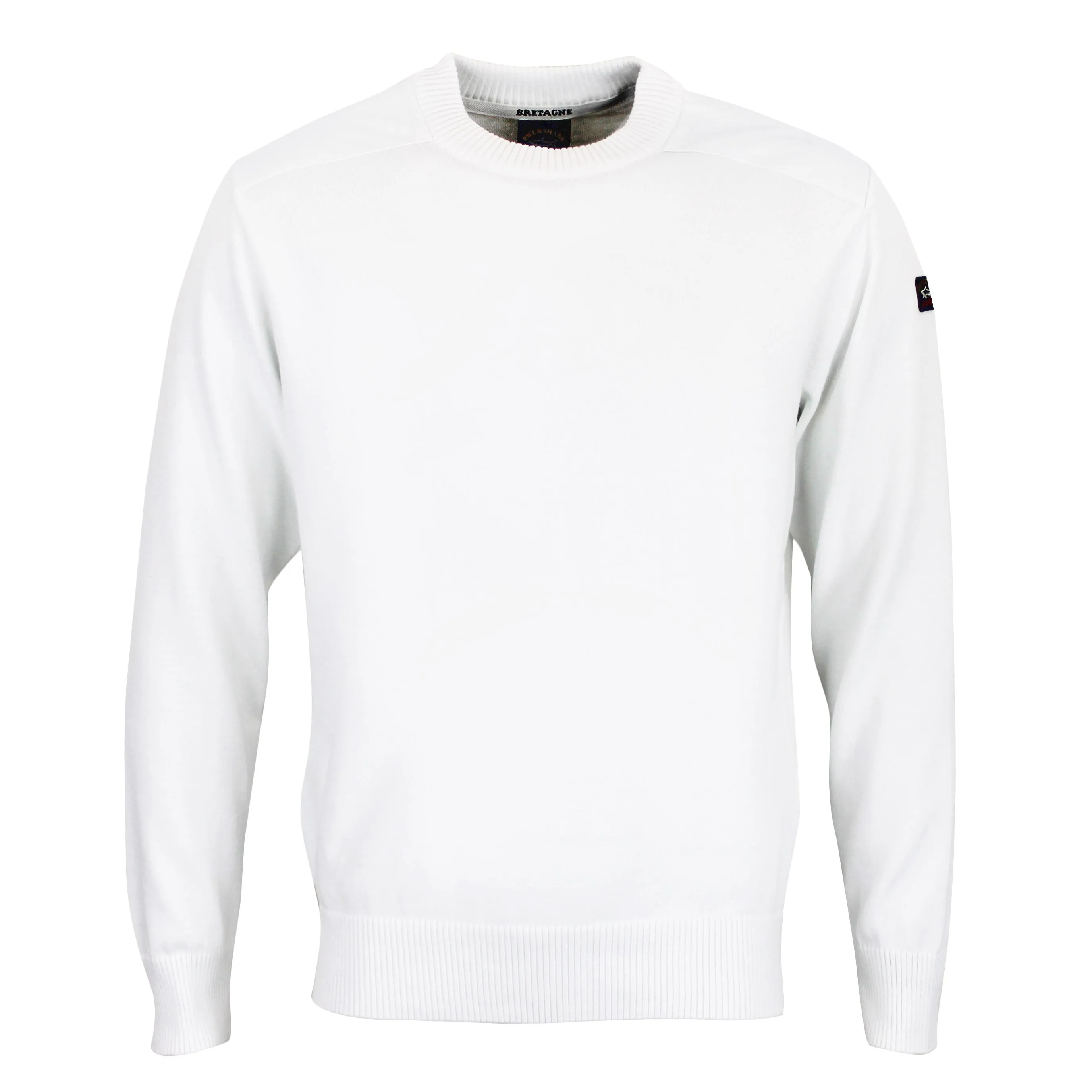 Paul & Shark - Crew Neck Tonal Panel Cotton Jumper in White