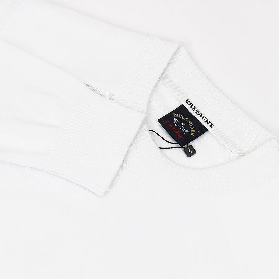 Paul & Shark - Crew Neck Tonal Panel Cotton Jumper in White