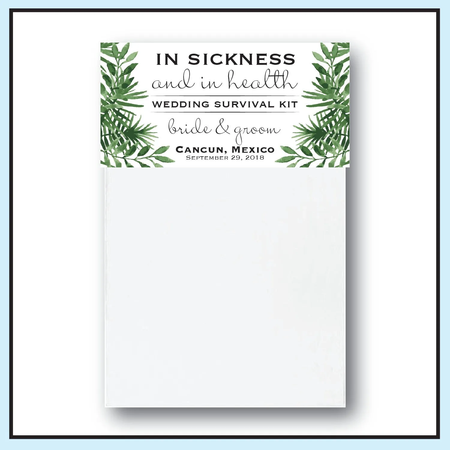Personalized Wedding Hangover Recovery Kit Bag & Topper - Tropical