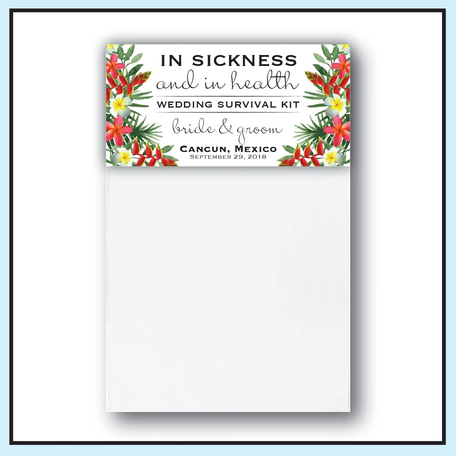 Personalized Wedding Hangover Recovery Kit Bag & Topper - Tropical