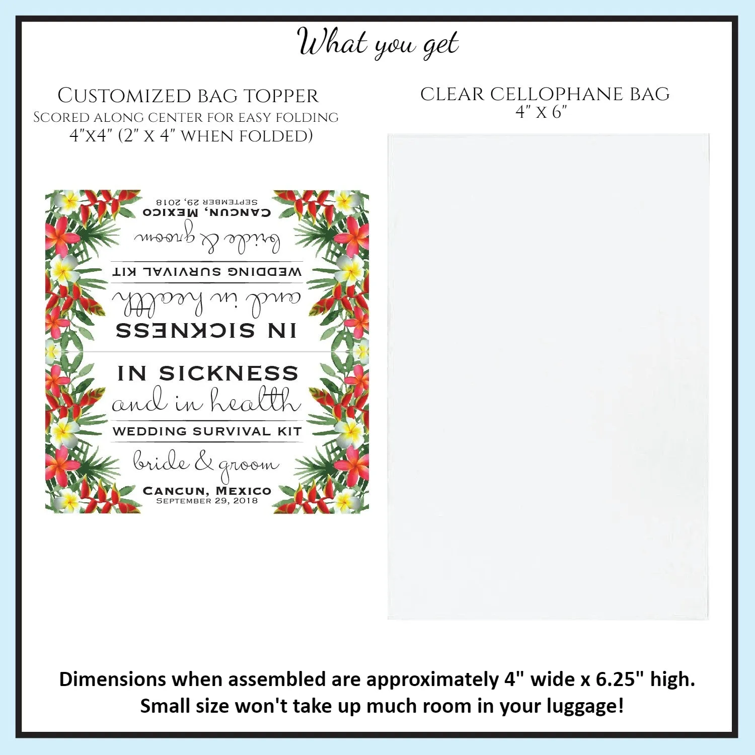 Personalized Wedding Hangover Recovery Kit Bag & Topper - Tropical