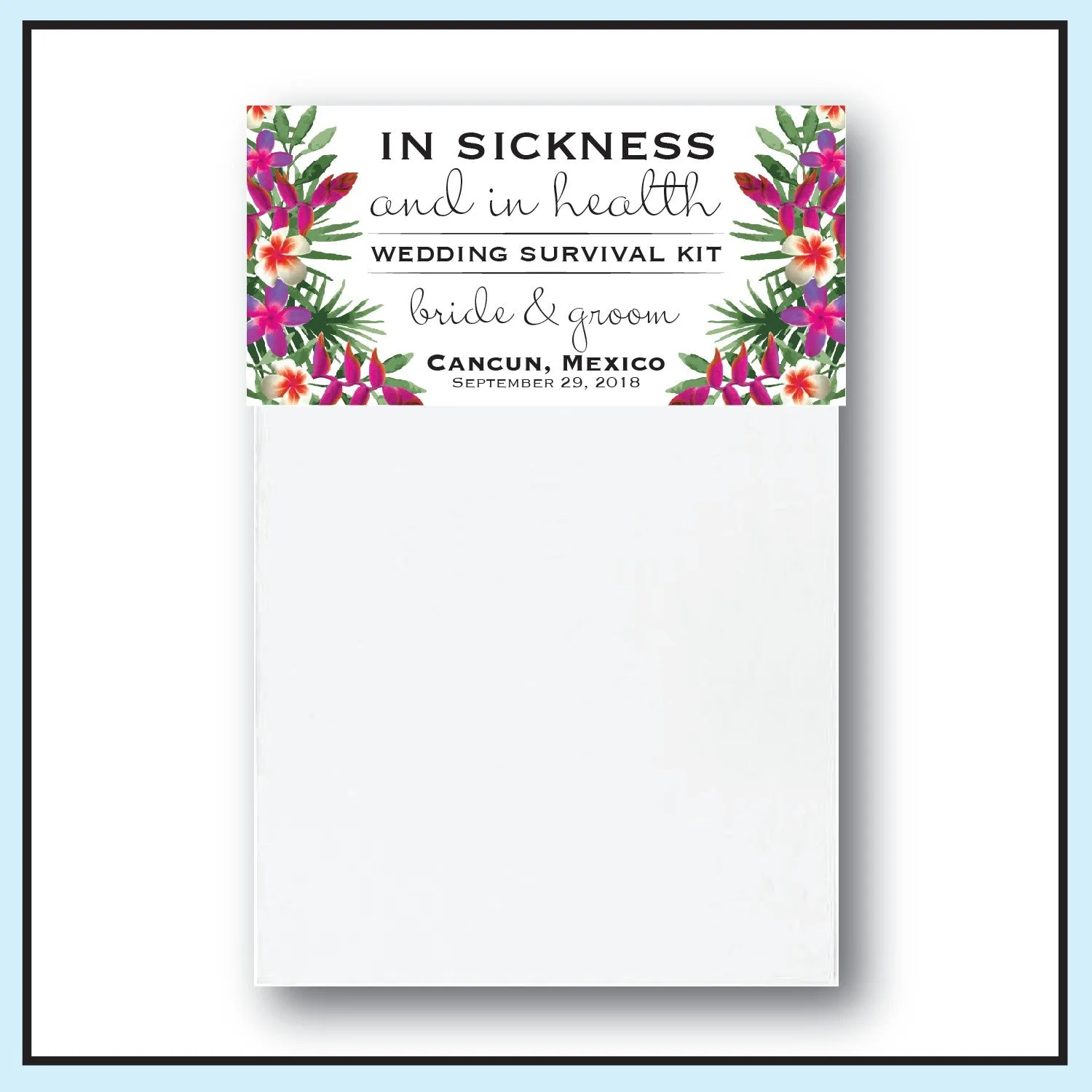 Personalized Wedding Hangover Recovery Kit Bag & Topper - Tropical