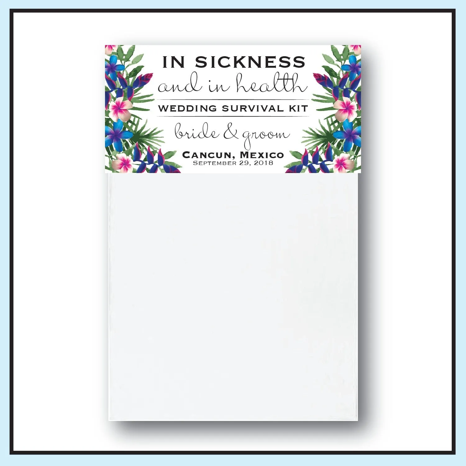 Personalized Wedding Hangover Recovery Kit Bag & Topper - Tropical