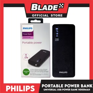 Philips Power Bank Powerful 3 USB Ports with LED Screen 11000mAh DLP6006B-9 (Black) Universal USB For Tablets, Mobile Phones And Other USB Charged Devices