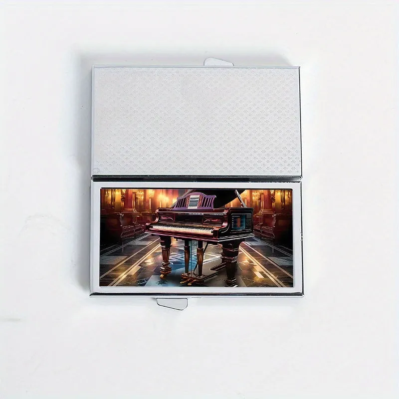 Piano Pattern Printed Rectangular Pill Box Mini Portable Pill Box