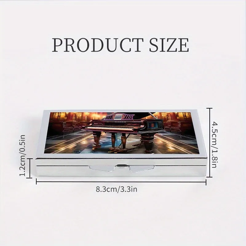 Piano Pattern Printed Rectangular Pill Box Mini Portable Pill Box