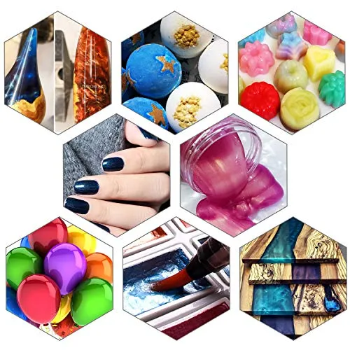 Pigment Mica Powder 12 Colors 10g/0.35oz Mica Powder Set Metallic Effect for Epoxy Resin Kit Color Pigment Soap Making Paint Nail Polish Makeup
