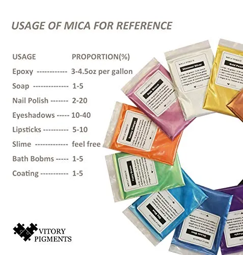 Pigment Mica Powder 12 Colors 10g/0.35oz Mica Powder Set Metallic Effect for Epoxy Resin Kit Color Pigment Soap Making Paint Nail Polish Makeup