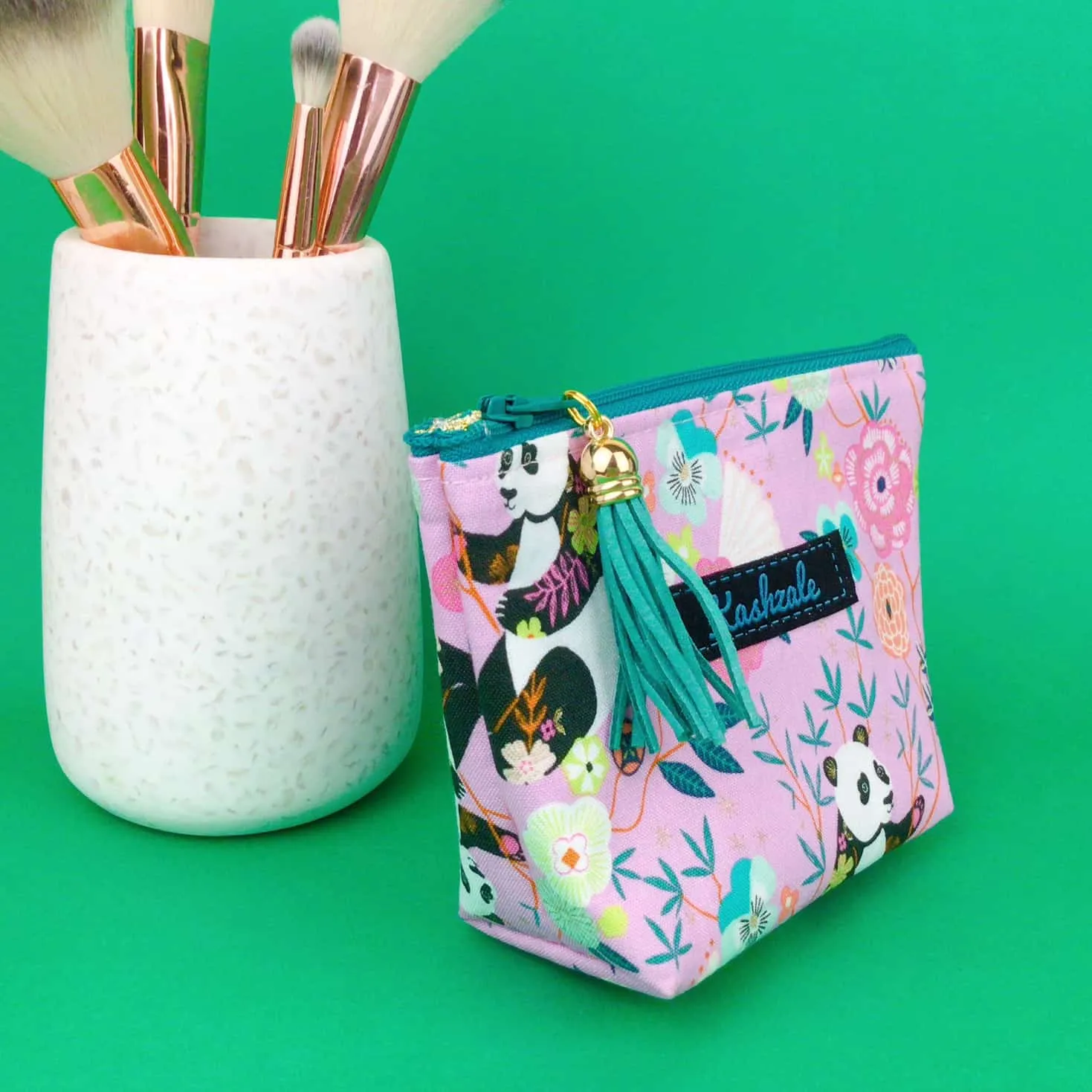 Pink Panda Small Makeup Bag.  Pink Small Makeup Bag
