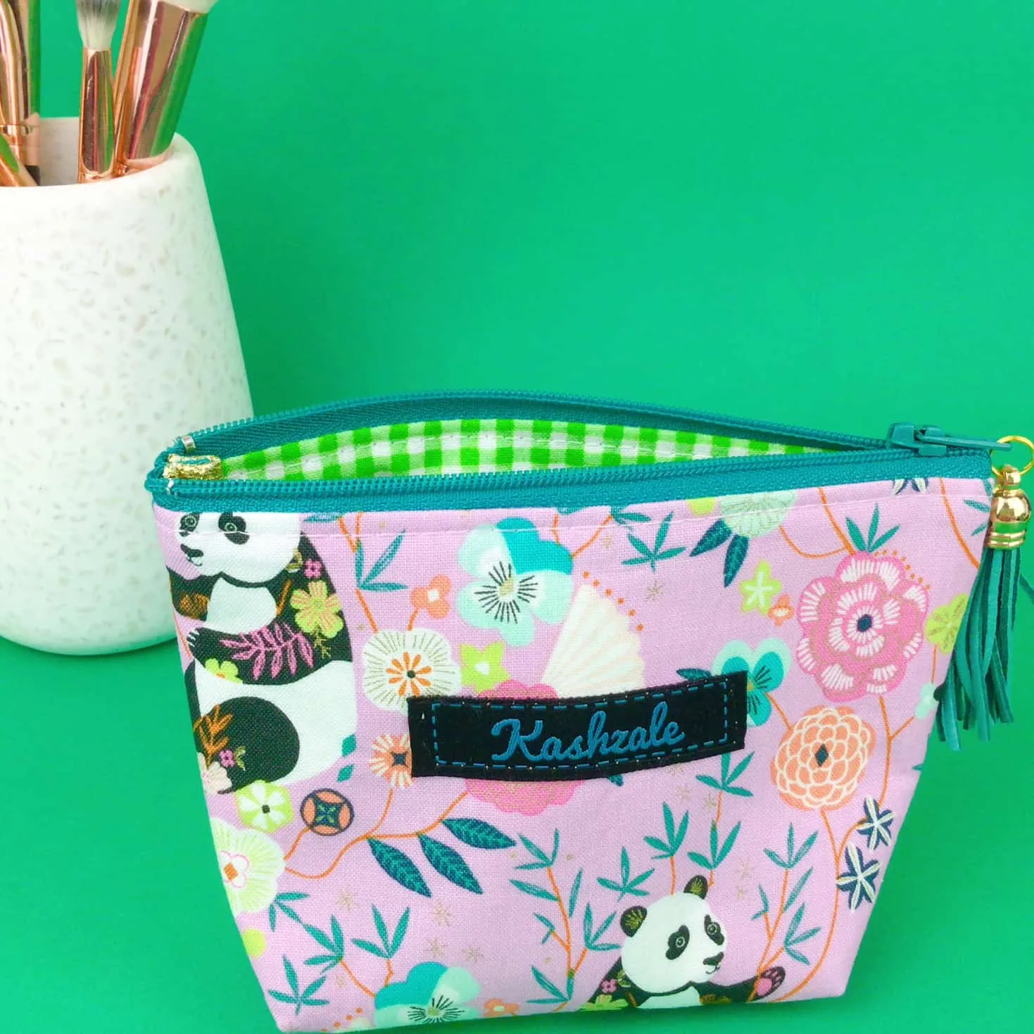 Pink Panda Small Makeup Bag.  Pink Small Makeup Bag