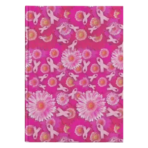 Pink Ribbon Flowers Notebook Journal - Hard Cover