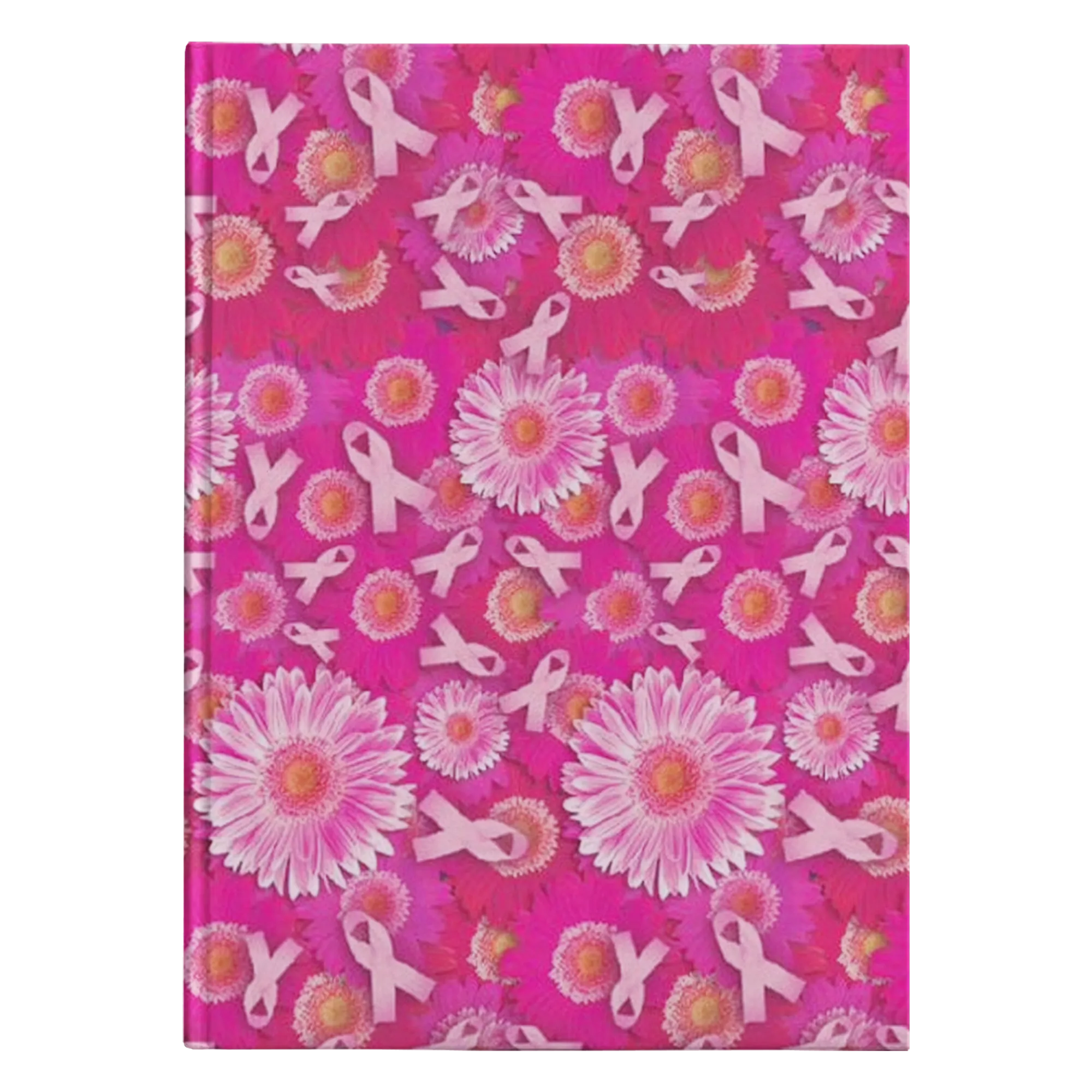 Pink Ribbon Flowers Notebook Journal - Hard Cover