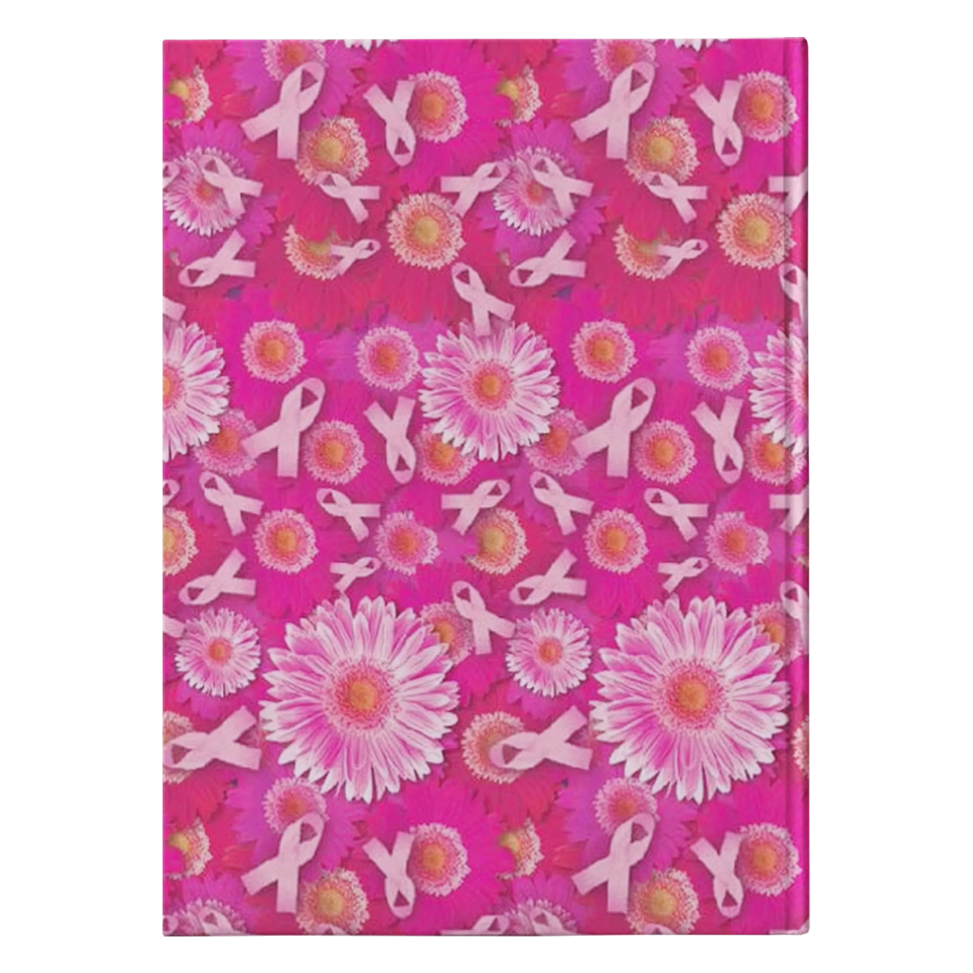 Pink Ribbon Flowers Notebook Journal - Hard Cover