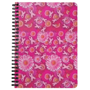 Pink Ribbon Flowers Spiralbound Notebook Journal