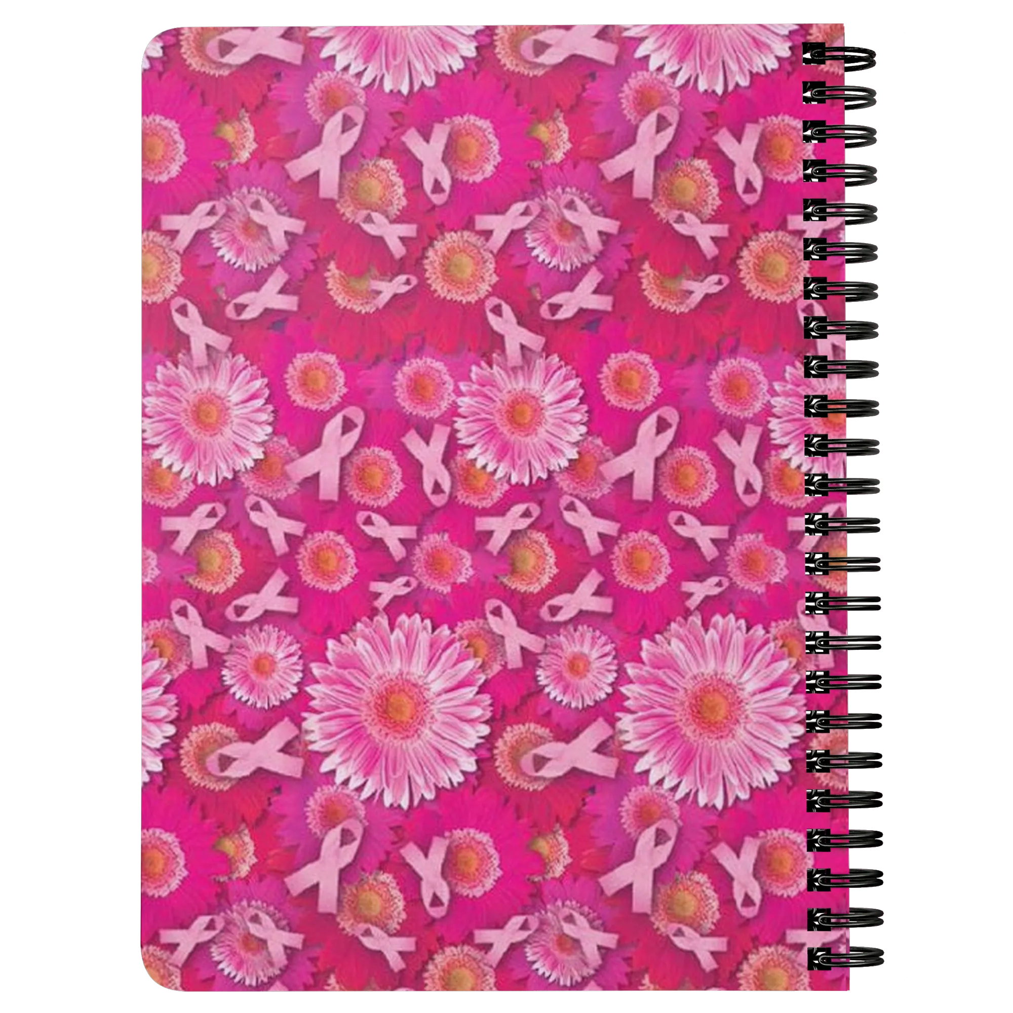 Pink Ribbon Flowers Spiralbound Notebook Journal