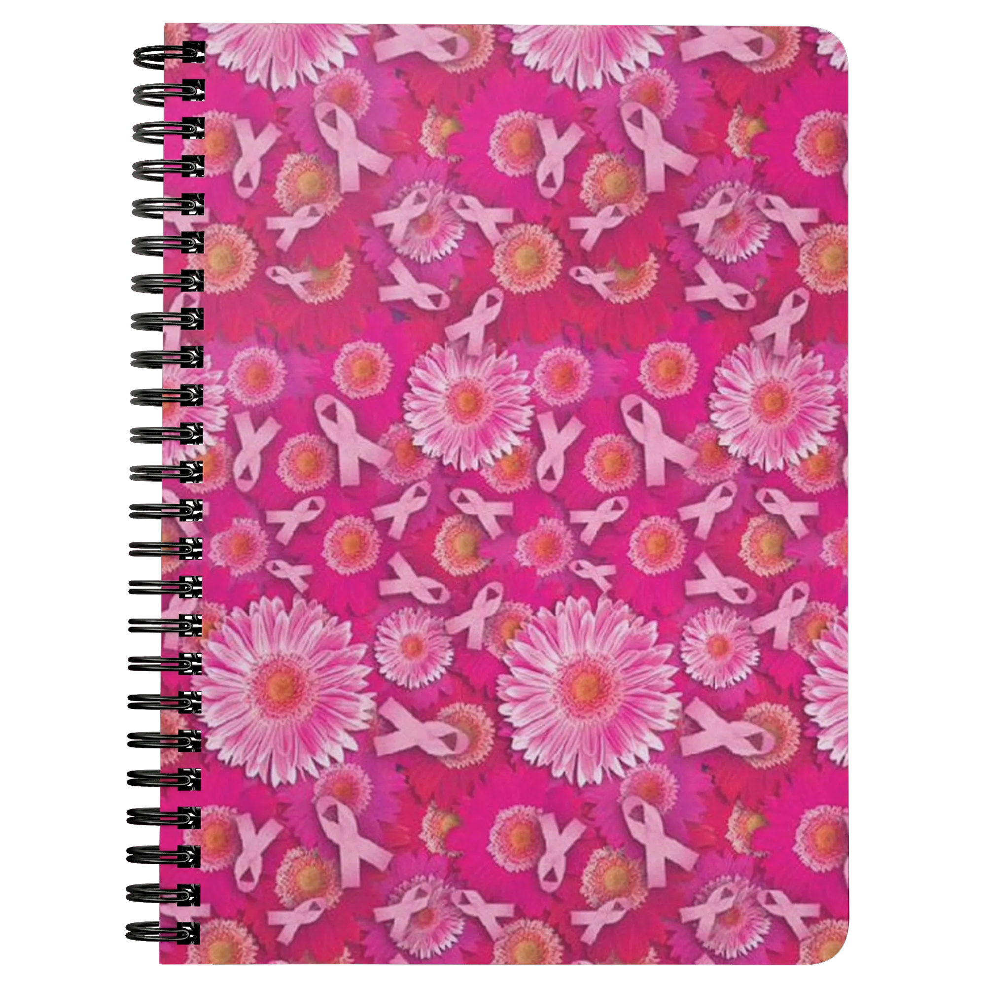 Pink Ribbon Flowers Spiralbound Notebook Journal