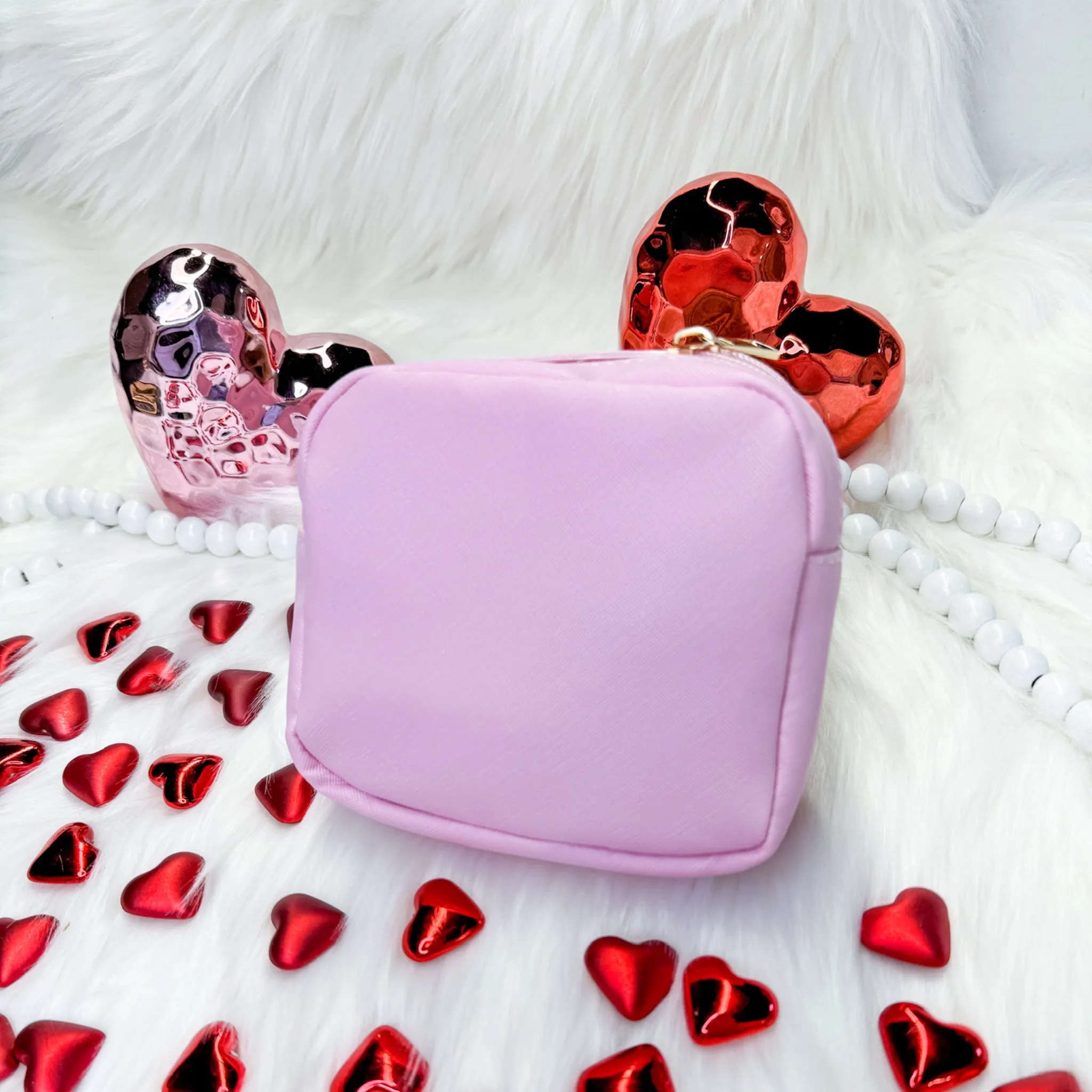 Pink Sequin Heart Patch Bag