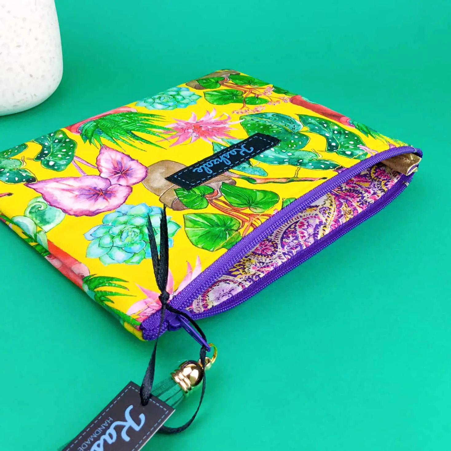 Plant Lady Yellow Small Clutch, Small makeup bag.