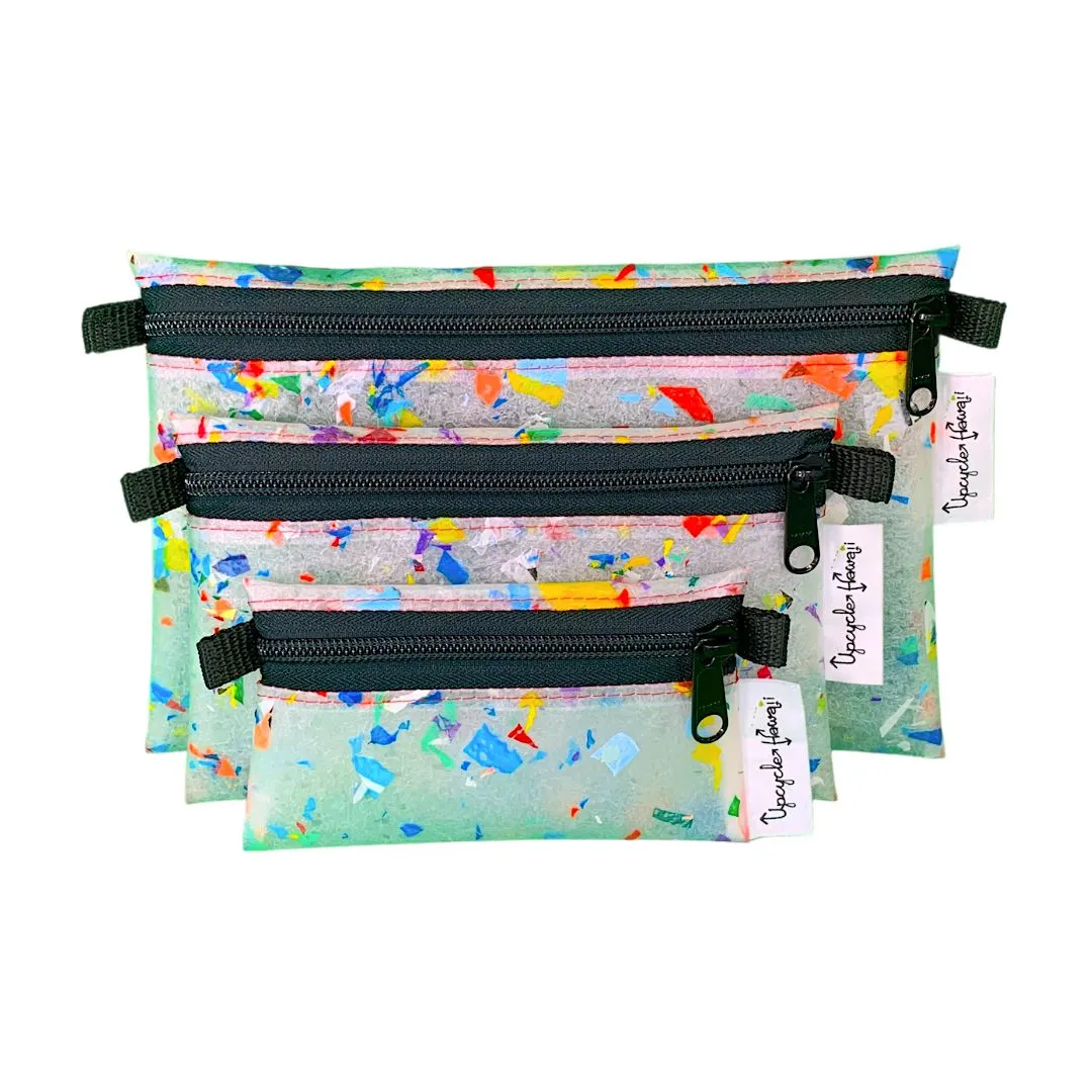 Plastic-Fetti Zipper Pouches, Large