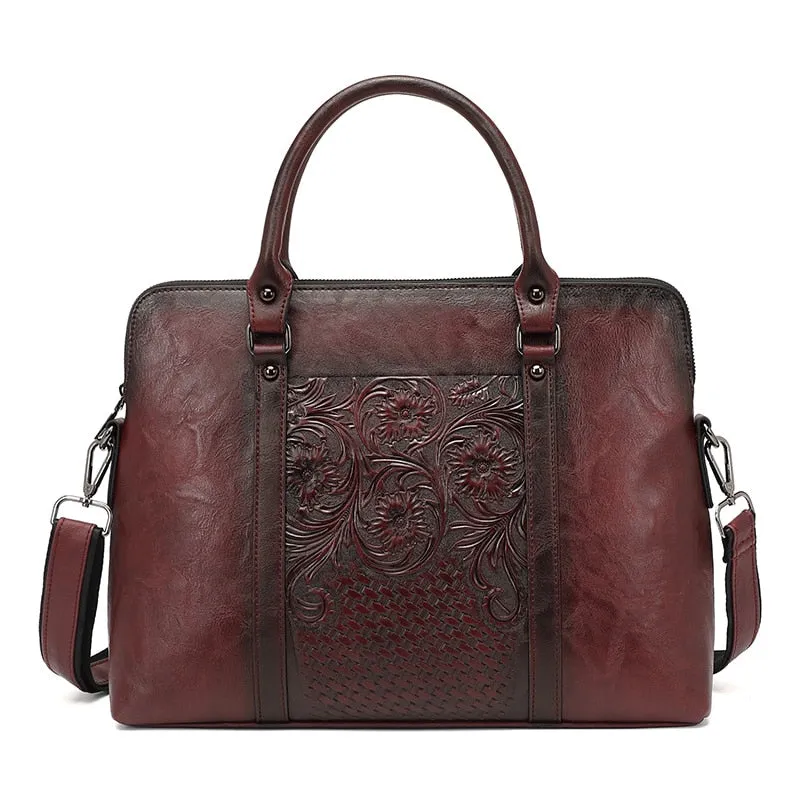 Porte Document Femme Porté Main Chic en Cuir Vintage