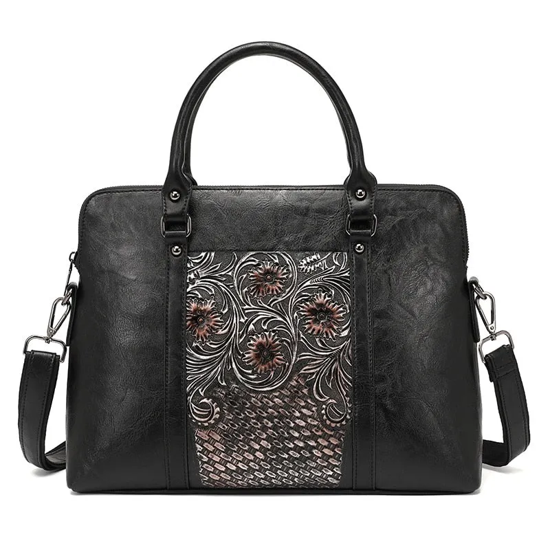 Porte Document Femme Porté Main Chic en Cuir Vintage