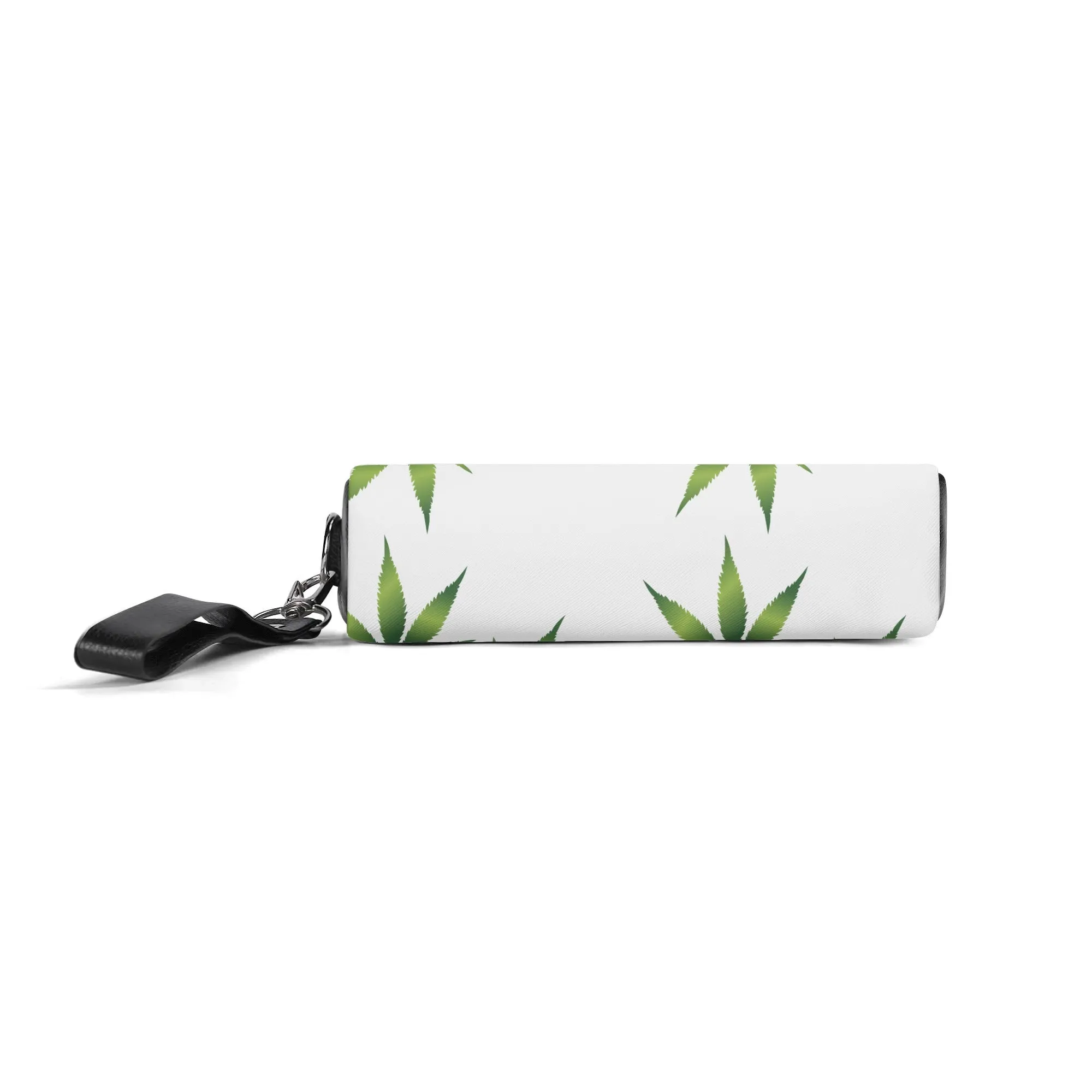 Potleaf Pattern PU Leather Zipper Clutch Bag