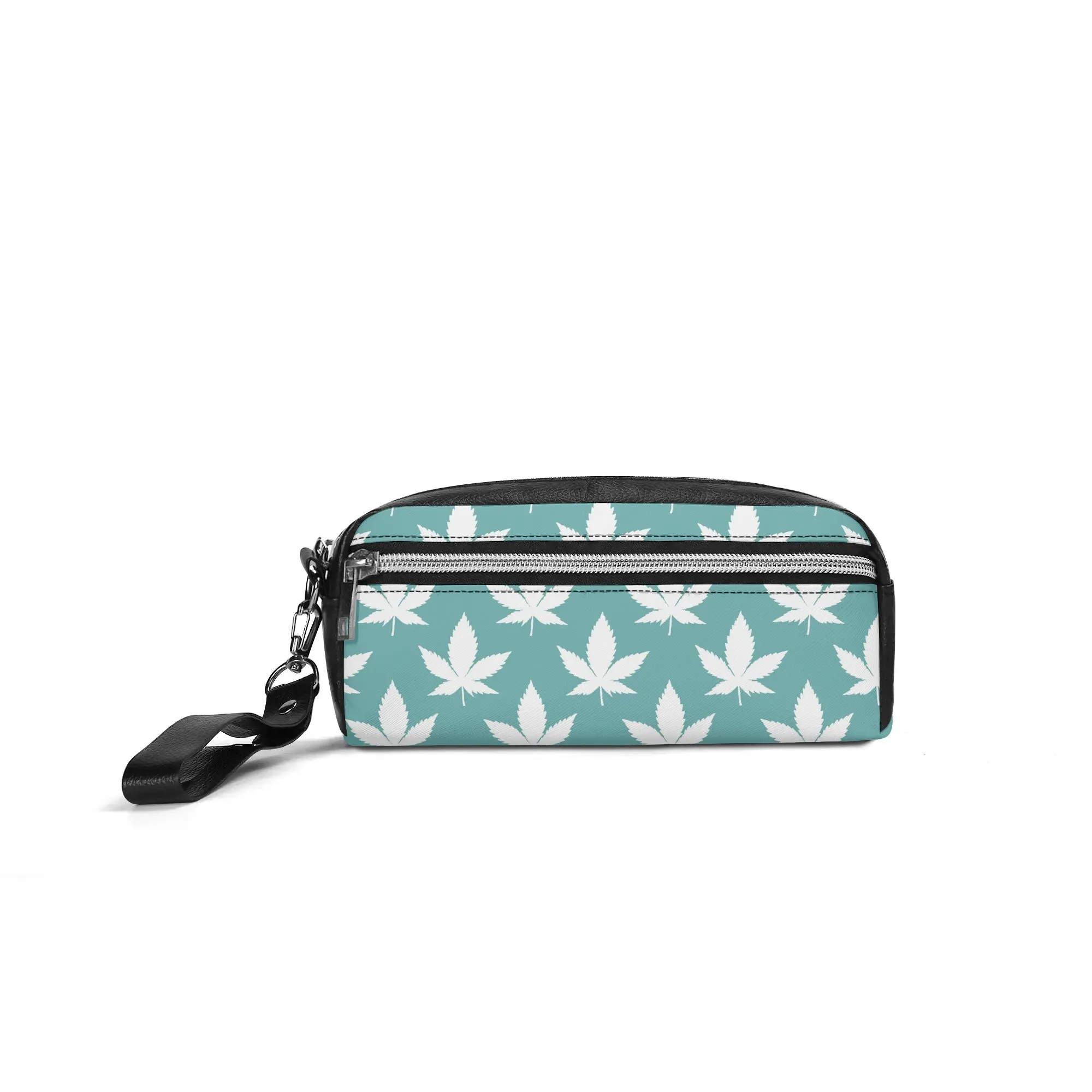 Potleaf Pattern PU Leather Zipper Clutch Bag