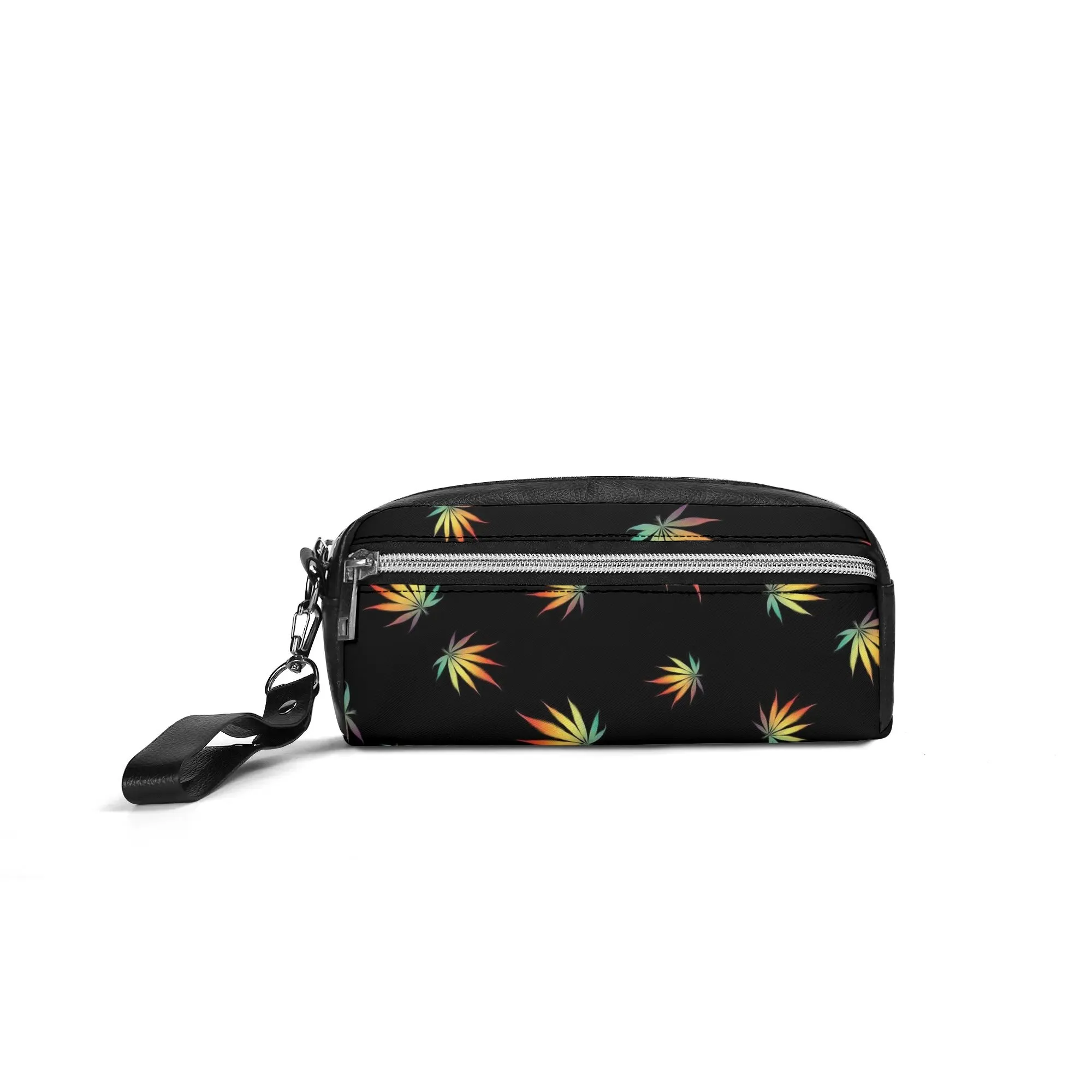 Potleaf Pattern PU Leather Zipper Clutch Bag