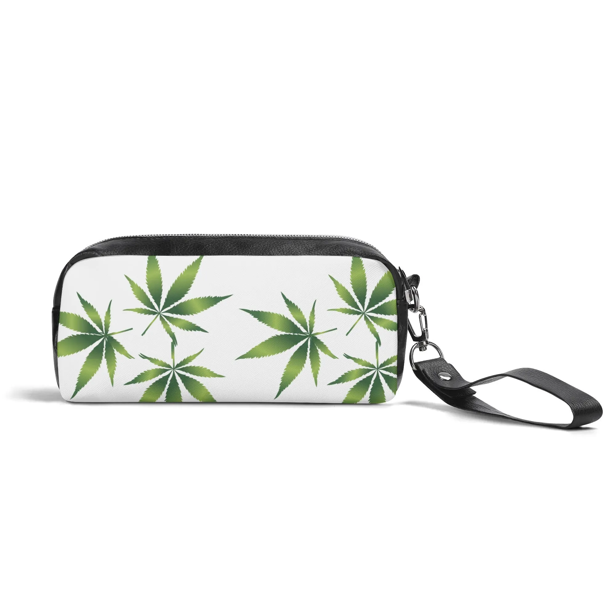 Potleaf Pattern PU Leather Zipper Clutch Bag