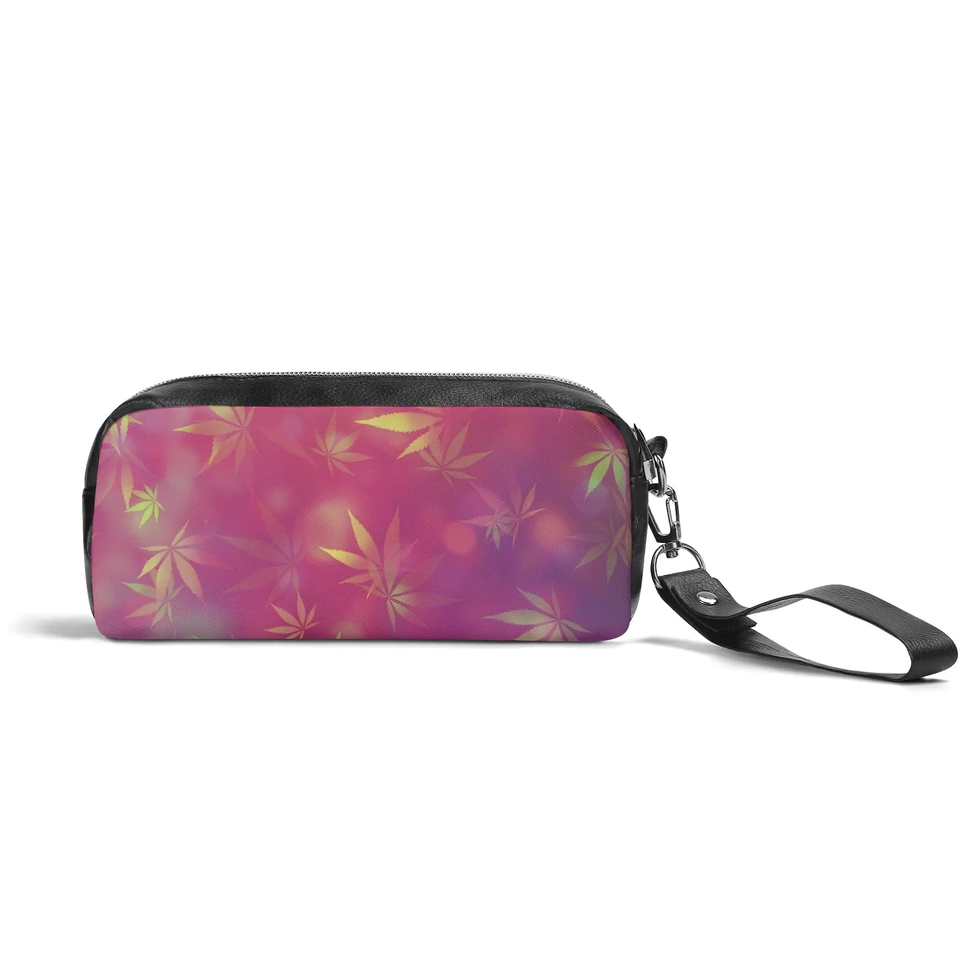 Potleaf Pattern PU Leather Zipper Clutch Bag