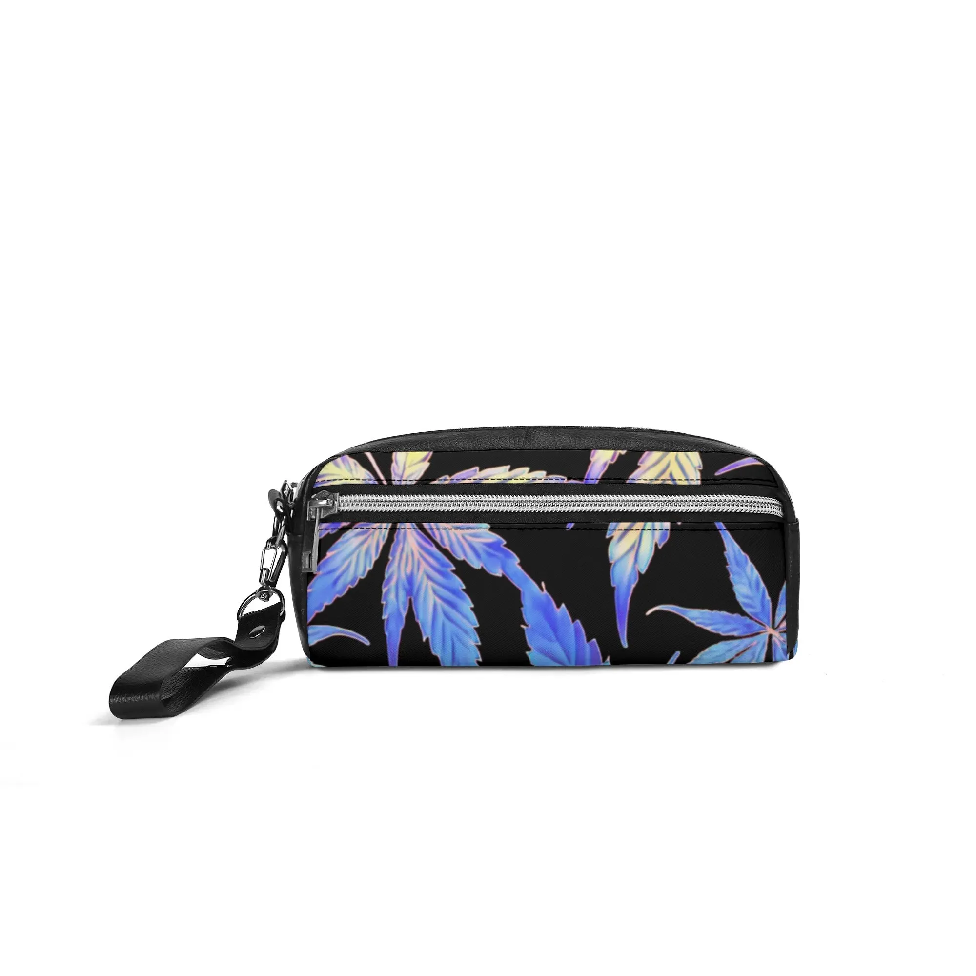 Potleaf Pattern PU Leather Zipper Clutch Bag