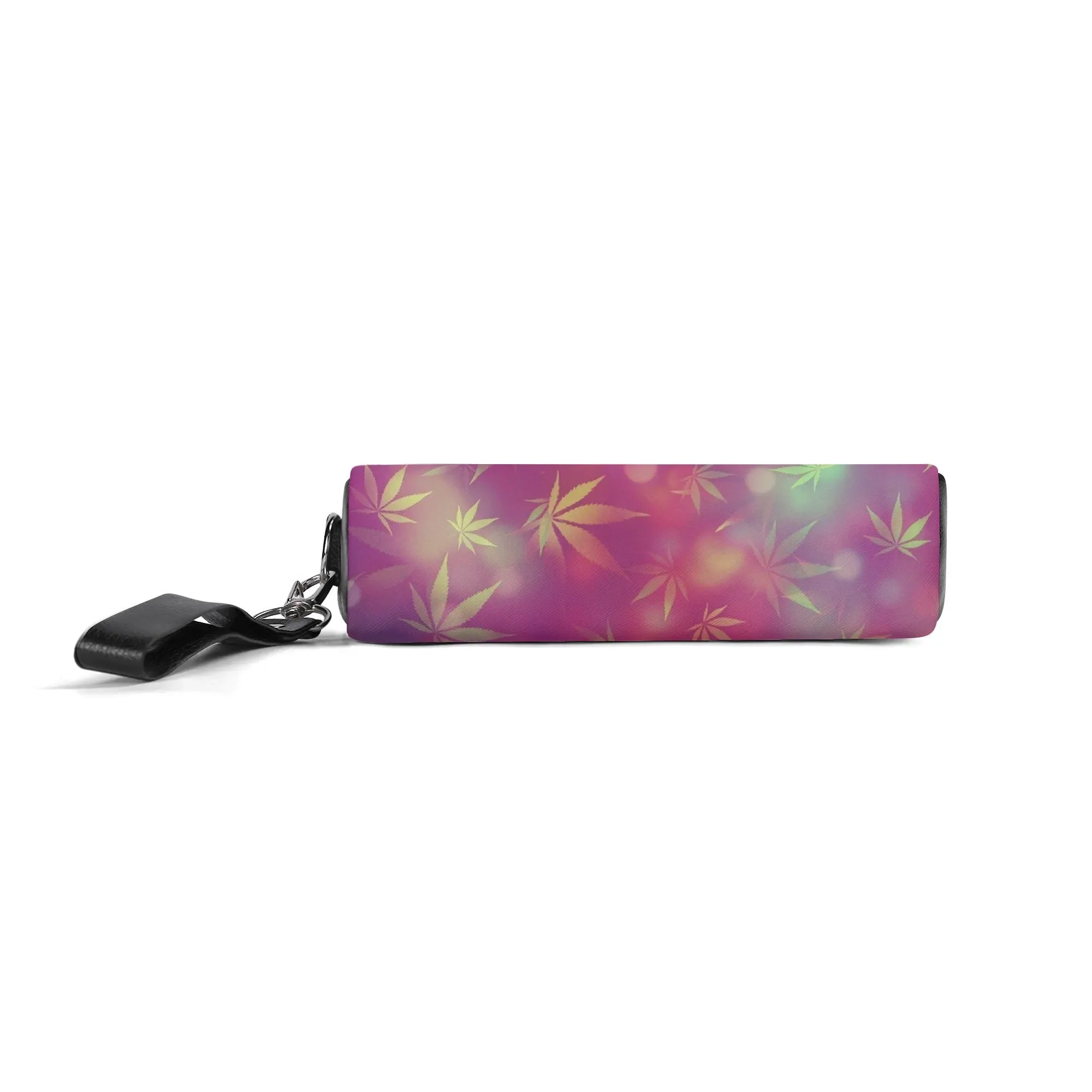 Potleaf Pattern PU Leather Zipper Clutch Bag